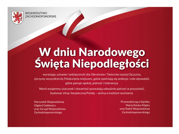 życzenia marszałka Olgierda Geblewicza  i przewodniczącej sejmiku Marii Ilnickiej-Mądry
